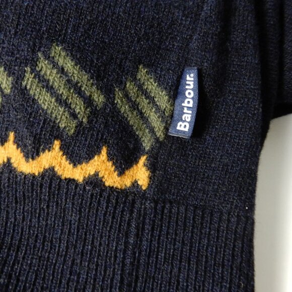 Barbour Men's Tursdale Fair Isle Crew Neck Wool Sweater Size XL Navy NEW - Picture 9 of 10